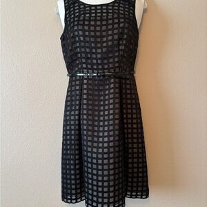 Elegant Black Grid Pattern Dress